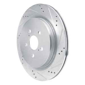 Lexus RX350 Brake Rotor (1) - Rear Right - R1 Concepts - Drilled & Slotted - Silver - `16-`22
